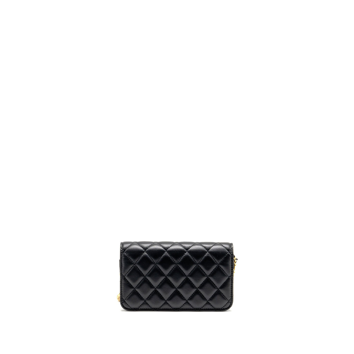 CHANEL PEARL CRUSH MINI FLAP WALLET ON CHAIN LAMBSKIN BLACK GHW (MICROCHIP)