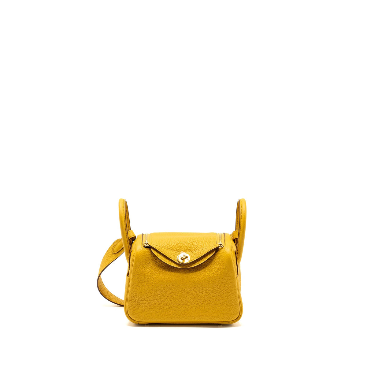 Hermes mini lindy clemence 9D Jaune amber GHW