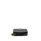 CHANEL PEARL CRUSH MINI RECTANGULAR LAMBSKIN BLACK BRUSHED GHW(MICROCHIP)