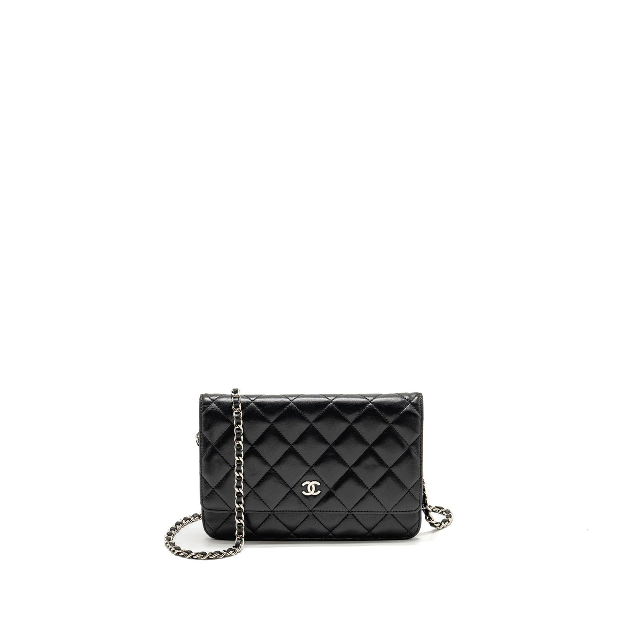 CHANEL CLASSIC WALLET ON CHAIN LAMBSKIN BLACK SHW