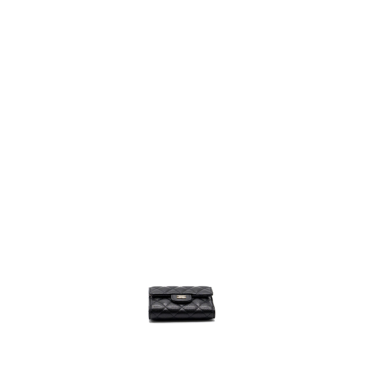 CHANEL CLASSIC COMPACT WALLET CAVIAR BLACK GHW (MICROCHIP)
