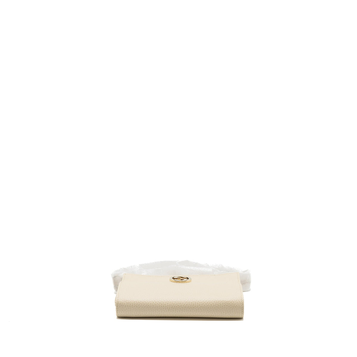 GUCCI INTERLOCKING G CROSSBODY CHAIN BAG WALLET LEATHER WHITE LGHW