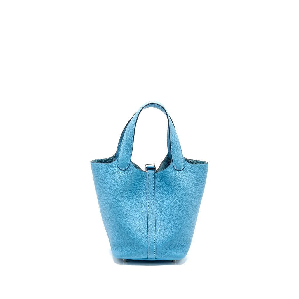 Hermes Picotin 18 Lock Bag Clemence Blue du Nord SHW
