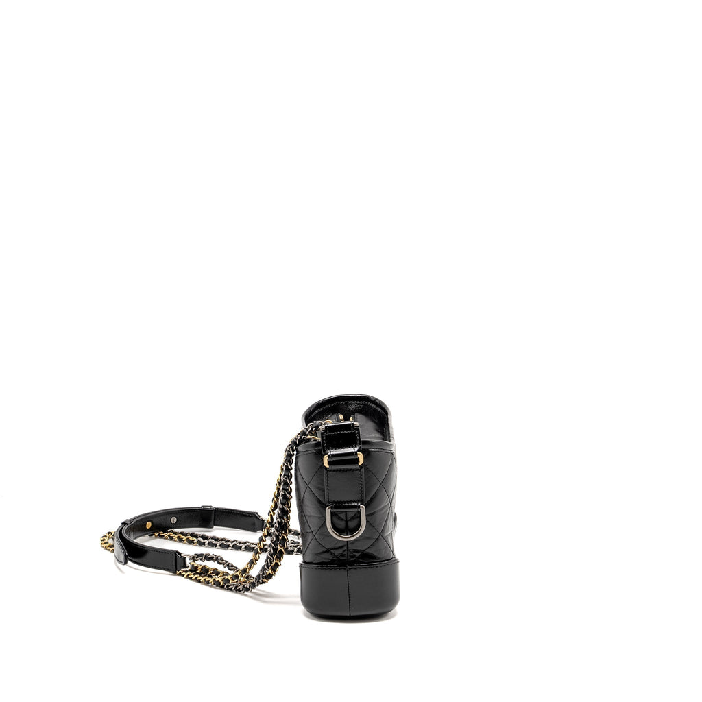 CHANEL SMALL GABRIELLE HOBO BAG AGED CALFSKIN BLACK MULTICOLOUR HARDWARE