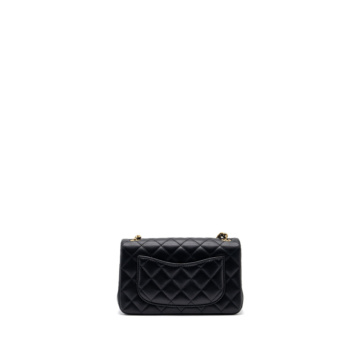 CHANEL PEARL CRUSH MINI RECTANGULAR LAMBSKIN BLACK BRUSHED GHW(MICROCHIP)