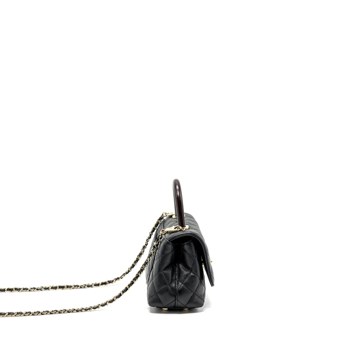 CHANEL COCO HANDLE EXTRA MINI WITH LIZARD EMBOSSED HANDLE CAVIAR BLACK LGHW(MICROCHIP)
