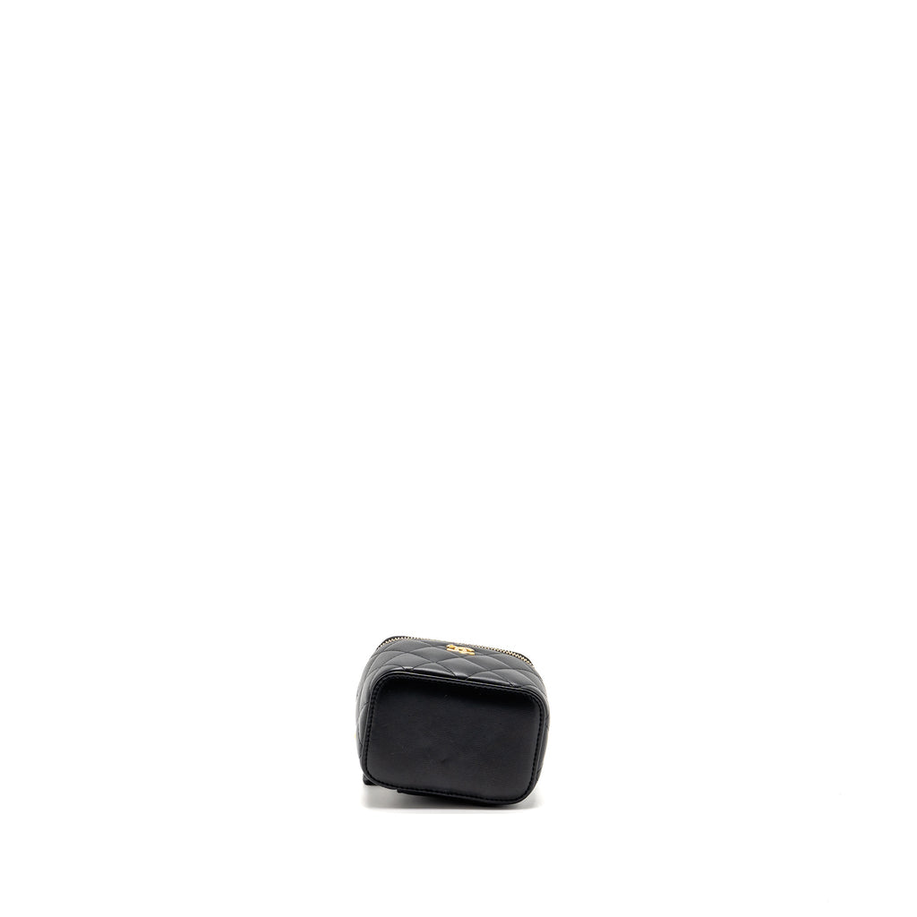 CHANEL PEARL CRUSH MINI VANITY WITH CHAIN LAMBSKIN BLACK GHW