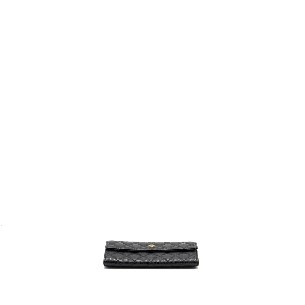 CHANEL FLAP LONG WALLET CAVIAR BLACK GHW