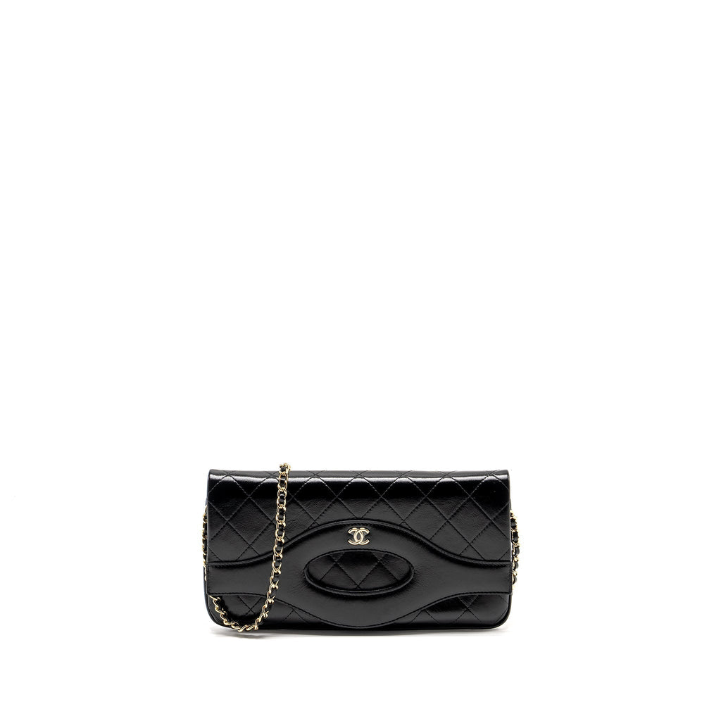CHANEL 31 WALLET ON CHAIN SHINY CALFSKIN BLACK LGHW (MICROCHIP)