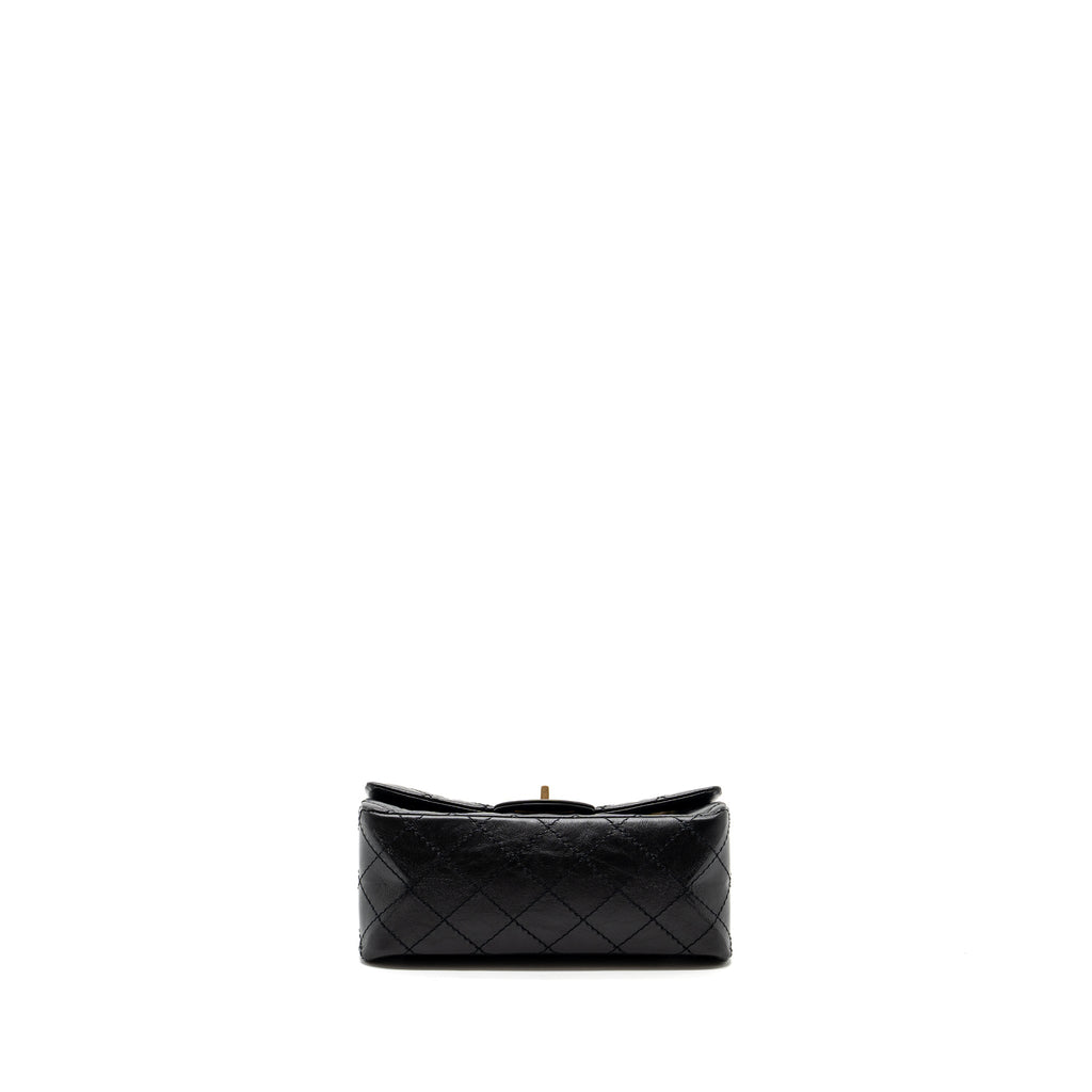 CHANEL MINI 2.55 REISSUE FLAP BAG AGED CALFSKIN BLACK GHW (MICROCHIP)