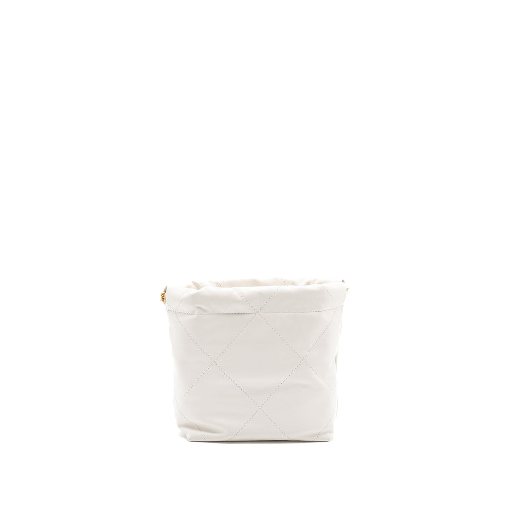 CHANEL MINI 22 BAG SHINY CALFSKIN WHITE GHW (MICROCHIP)