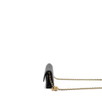 CHANEL PEARL CRUSH MINI FLAP WALLET ON CHAIN LAMBSKIN BLACK GHW (MICROCHIP)