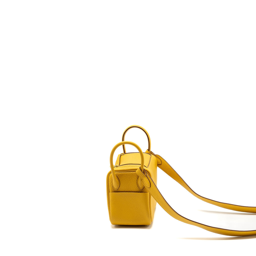 Hermes mini lindy clemence 9D Jaune amber GHW