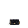 CHANEL PEARL CRUSH MINI RECTANGULAR LAMBSKIN BLACK BRUSHED GHW(MICROCHIP)