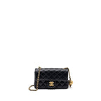 CHANEL PEARL CRUSH MINI RECTANGULAR LAMBSKIN BLACK BRUSHED GHW(MICROCHIP)