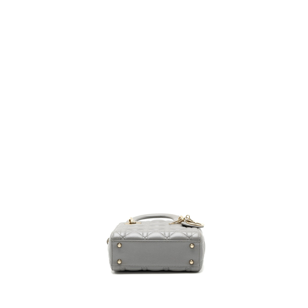 DIOR MINI LADY DIOR LAMBSKIN GREY LGHW