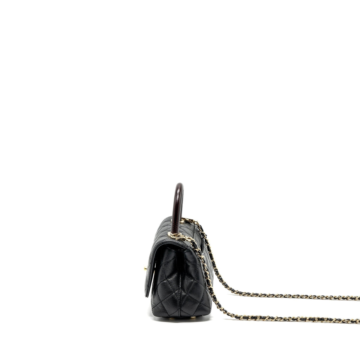 CHANEL COCO HANDLE EXTRA MINI WITH LIZARD EMBOSSED HANDLE CAVIAR BLACK LGHW(MICROCHIP)