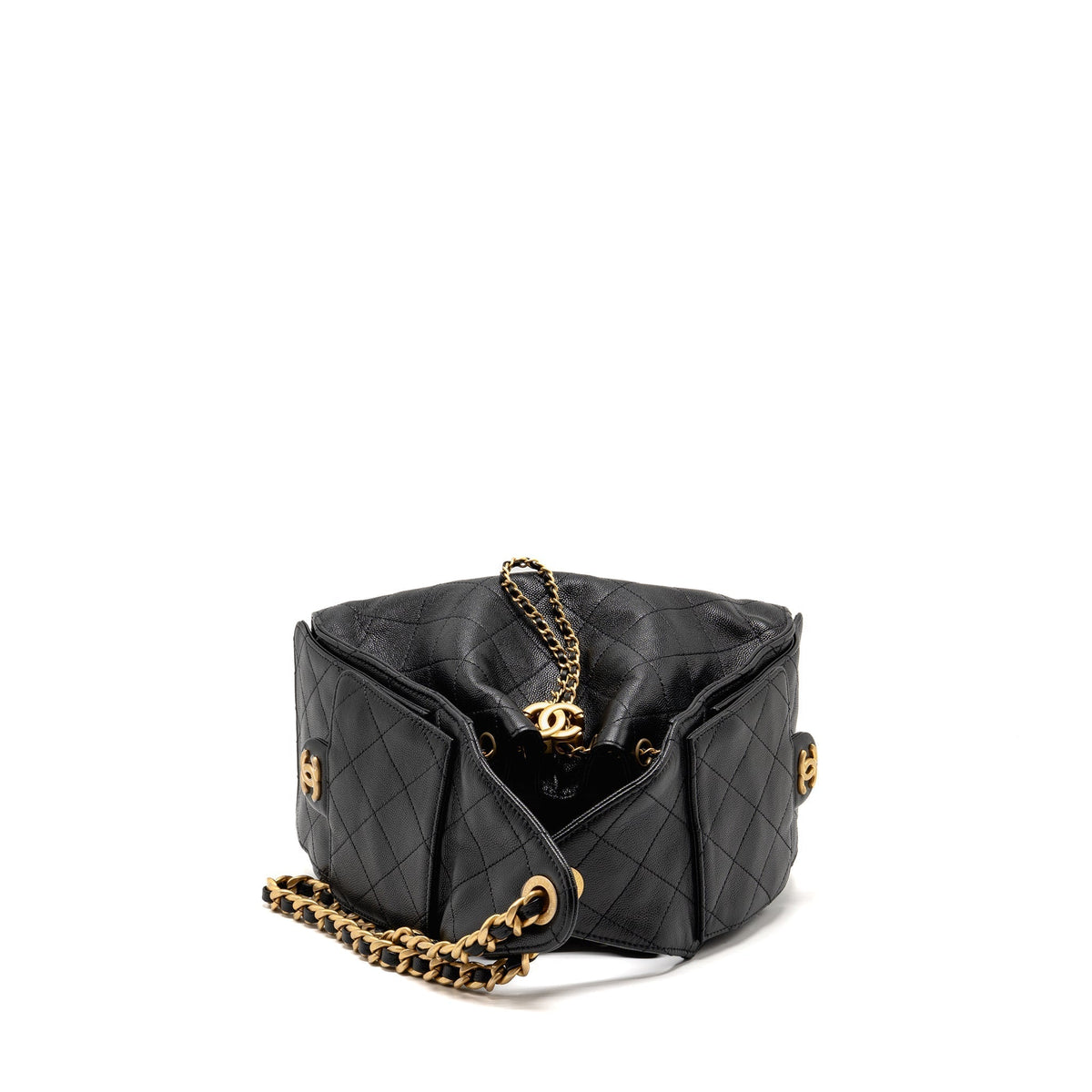 CHANEL SMALL 25 BAG CAVIAR BLACK GHW (MICROCHIP)