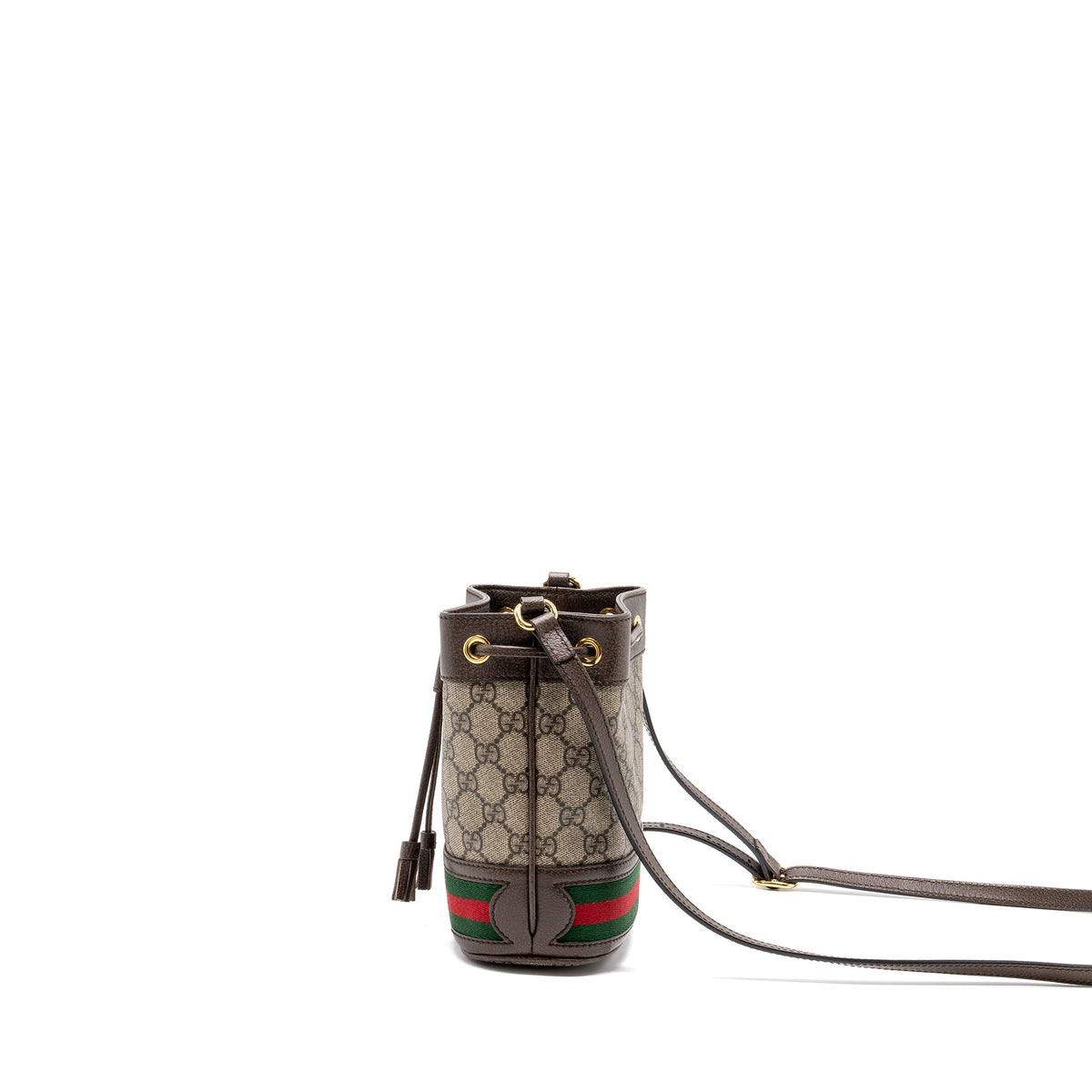 GUCCI OPHIDIA BUCKET BAG GG SUPREME CANVAS GHW