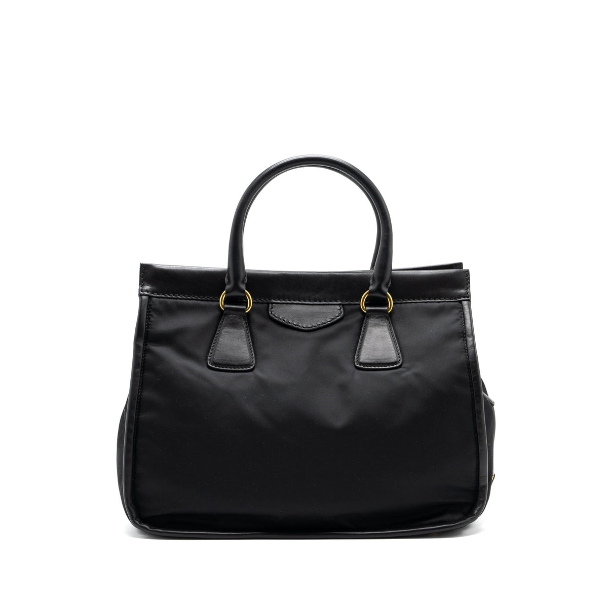 PRADA TOTE BAG NYLON / LEATHER BLACK GHW