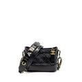 CHANEL SMALL GABRIELLE HOBO BAG WITH TOP HANDLE AGED CALFSKIN BLACK MULTICOLOURED HARDWARE