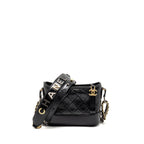 CHANEL SMALL GABRIELLE HOBO BAG WITH TOP HANDLE AGED CALFSKIN BLACK MULTICOLOURED HARDWARE
