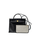 HERMES HERBAG 31 ZIP BAG BERLINE CANVAS/VACHE HUNTER BLACK/ECRU GHW
