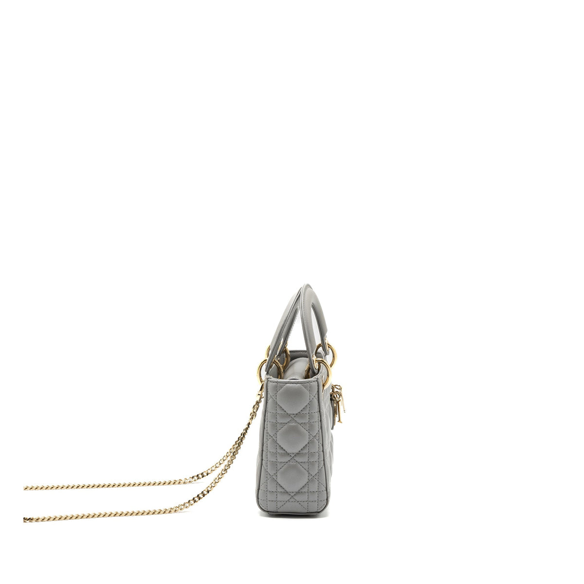 DIOR MINI LADY DIOR LAMBSKIN GREY LGHW