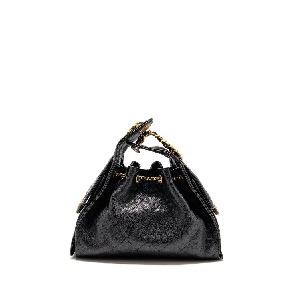 CHANEL SMALL 25 BAG CAVIAR BLACK GHW (MICROCHIP)