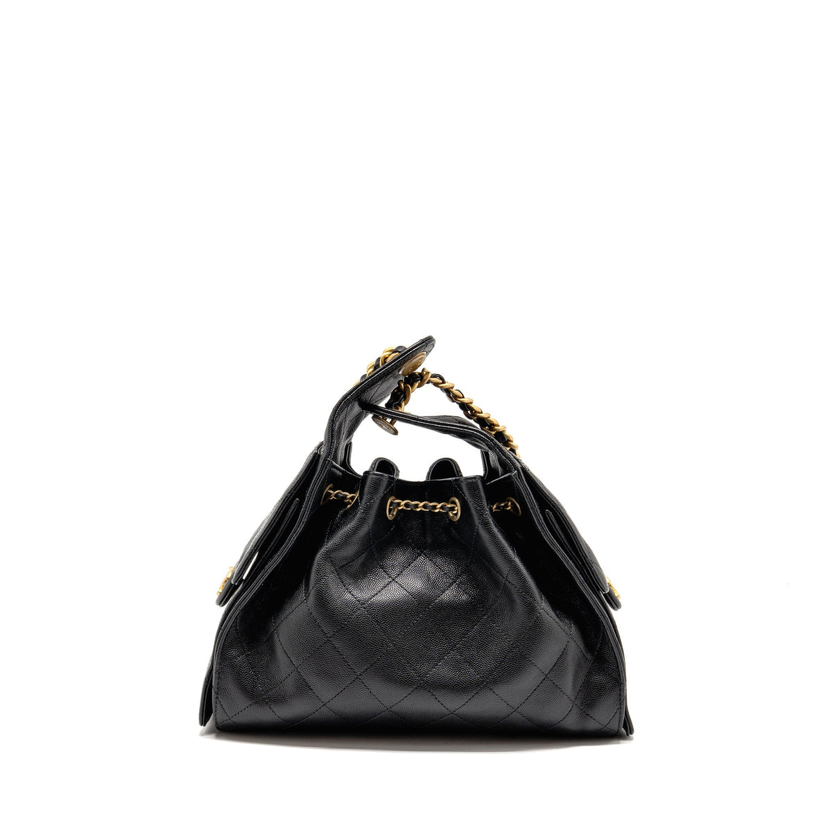 CHANEL SMALL 25 BAG CAVIAR BLACK GHW (MICROCHIP)