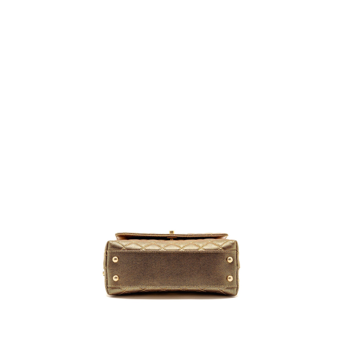 Chanel small coco handle caviar metallic gold GHW