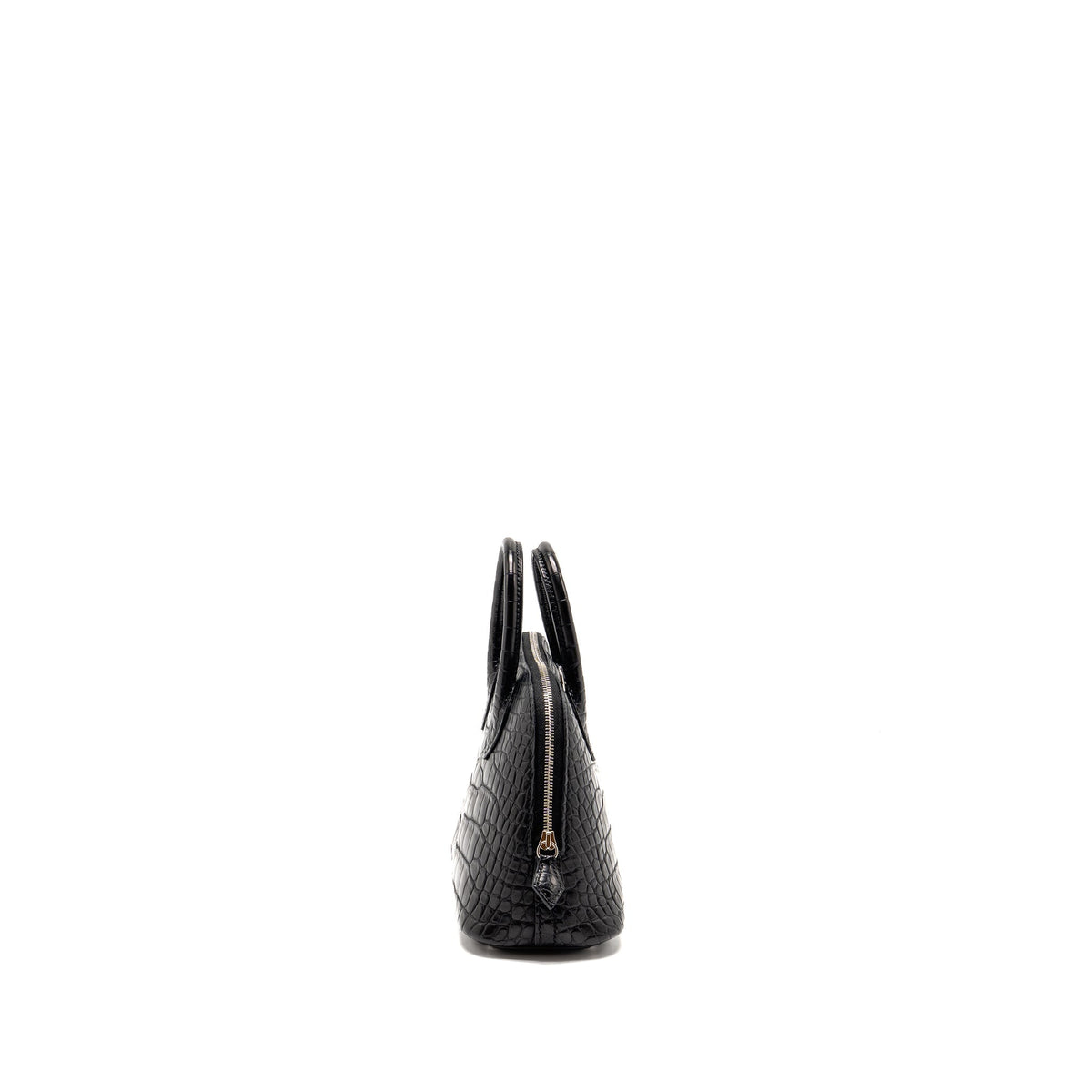 HERMES MINI BOLIDE ALLIGATOR MISSISSIPPIENSIS MAT BLACK SHW