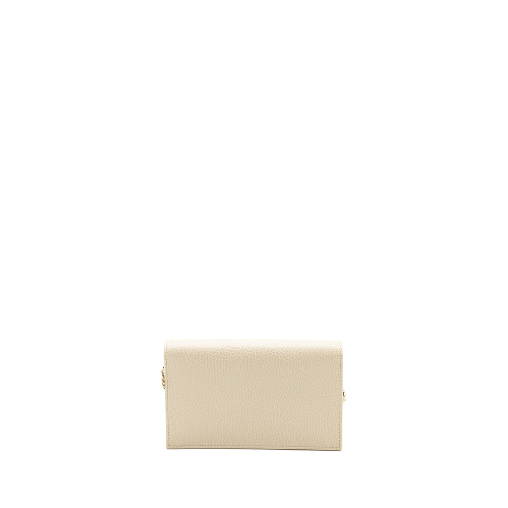 GUCCI INTERLOCKING G CROSSBODY CHAIN BAG WALLET LEATHER WHITE LGHW