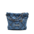 CHANEL SMALL 22 BAG DENIM BLUE/WHITE SHW (MICROCHIP)