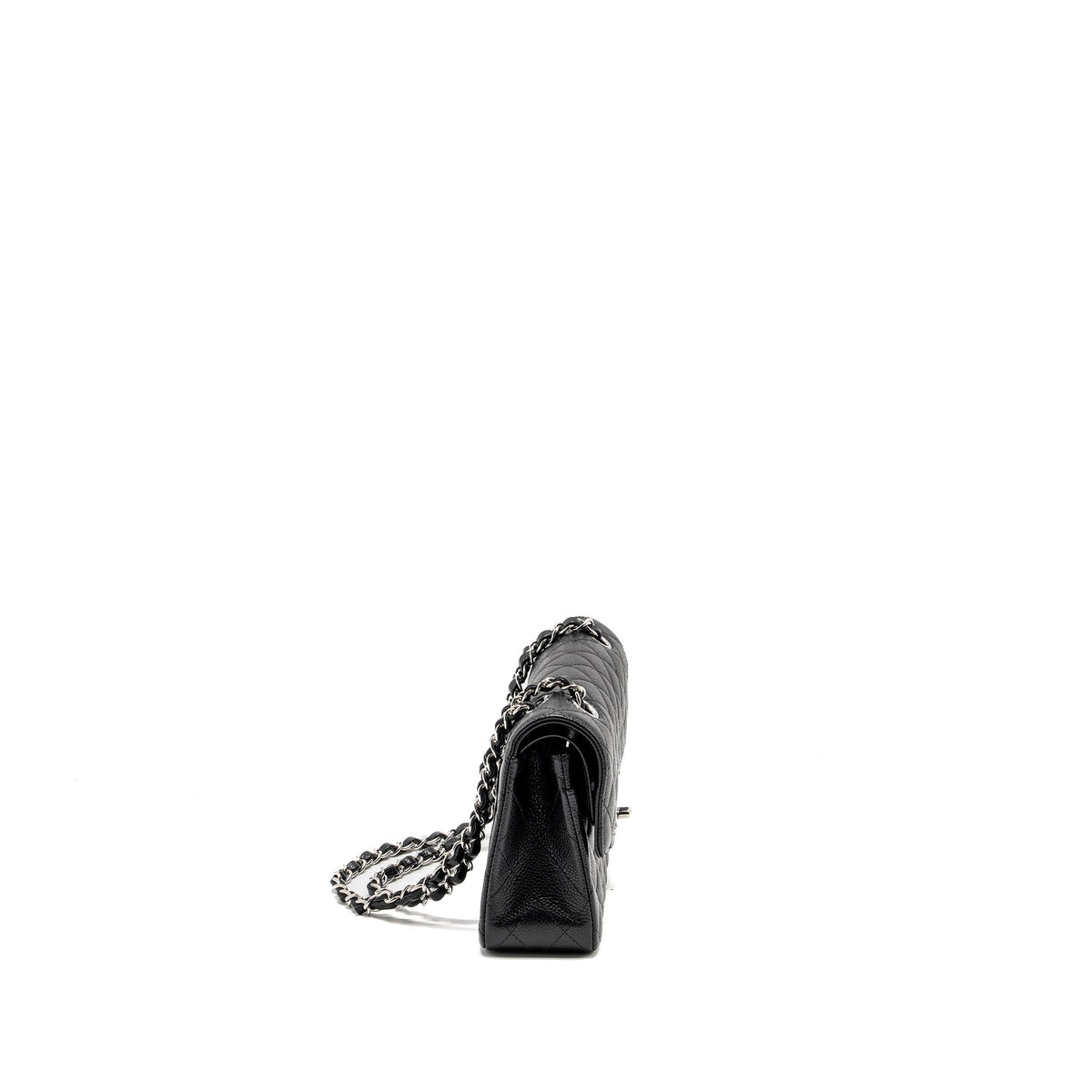 CHANEL SMALL CLASSIC DOUBLE FLAP BAG CAVIAR BLACK SHW (MICROCHIP)