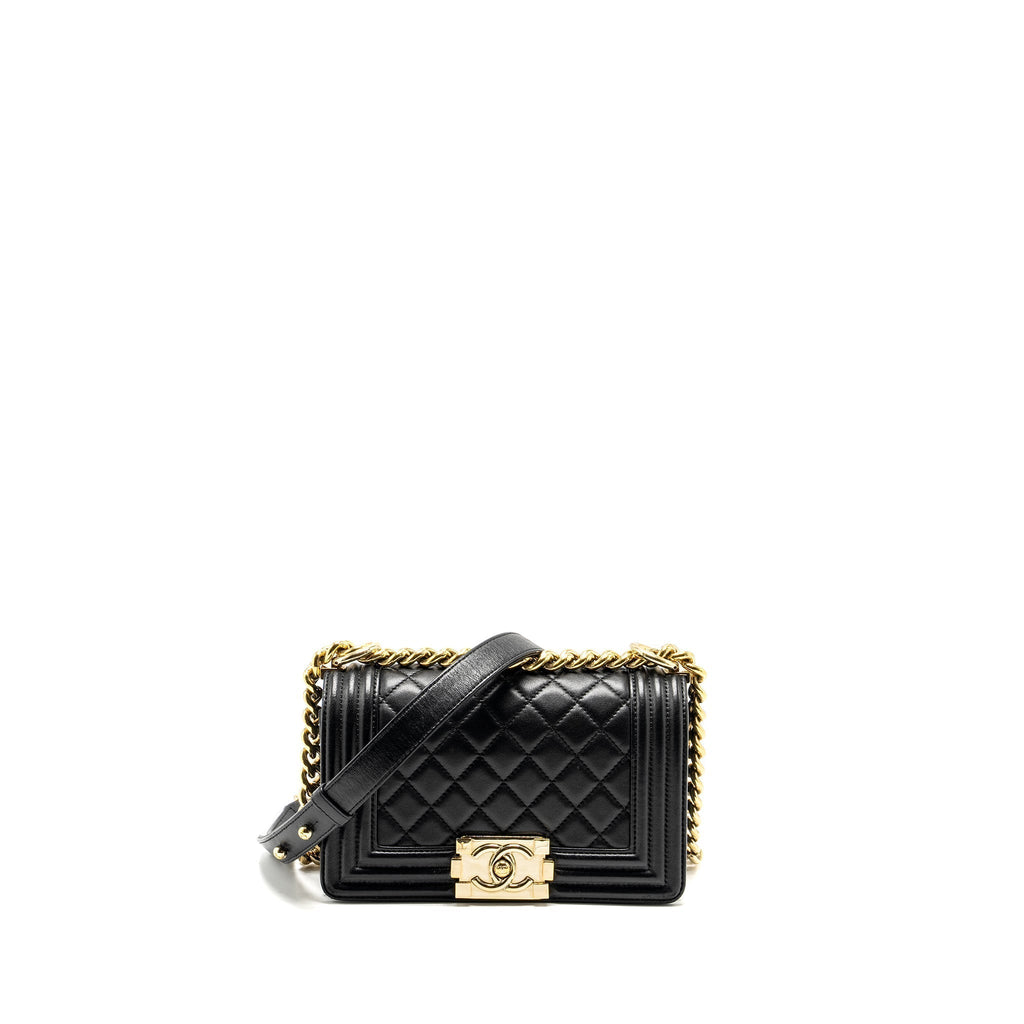 CHANEL SMALL BOY BAG LAMBSKIN BLACK GHW