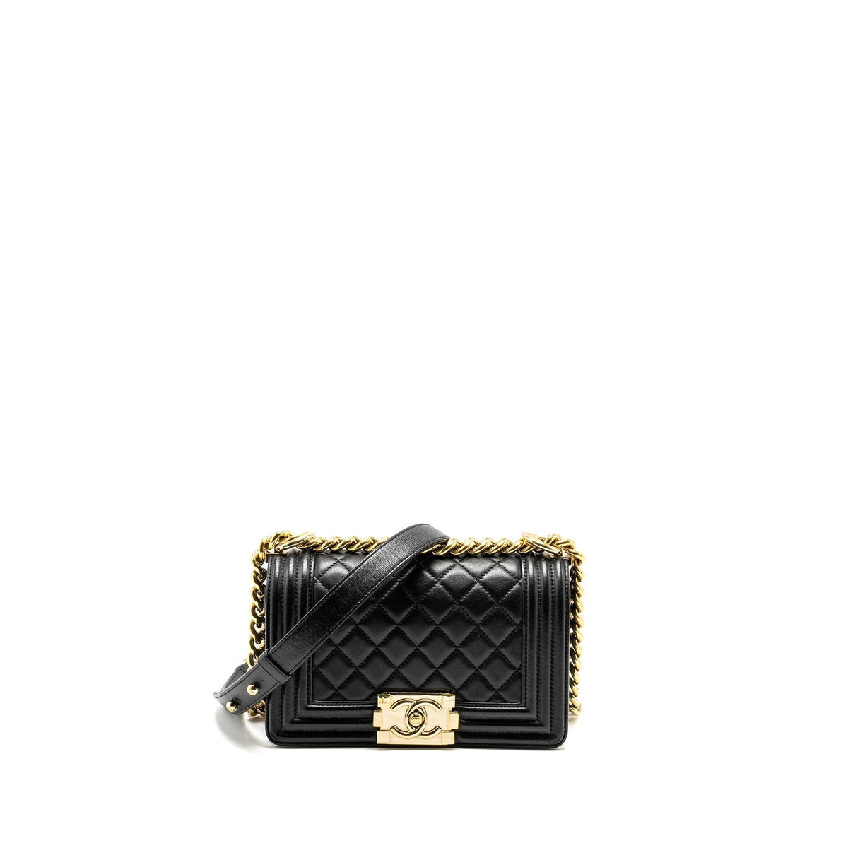 CHANEL SMALL BOY BAG LAMBSKIN BLACK GHW