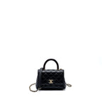 CHANEL MINI COCO HANDLE WITH LIZARD EMBOSSED HANDLE CAVIAR BLACK LGHW (MICROCHIP)