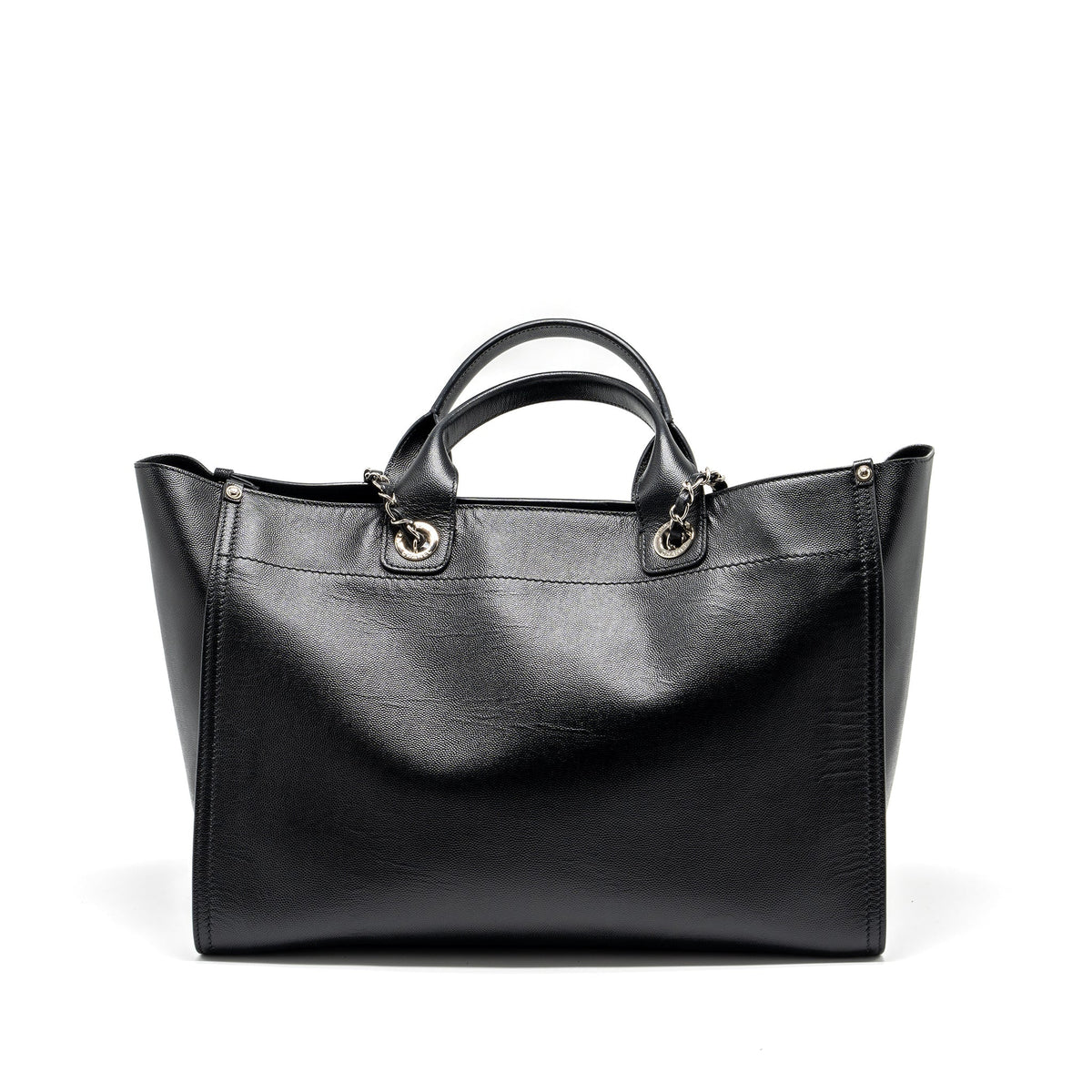 CHANEL DEAUVILLE STUDDED TOTE BAG CAVIAR BLACK SHW