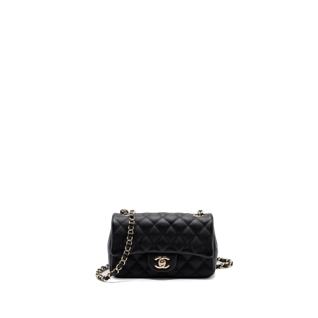CHANEL CLASSIC MINI RECTANGULAR FLAP BAG CAVIAR BLACK GHW