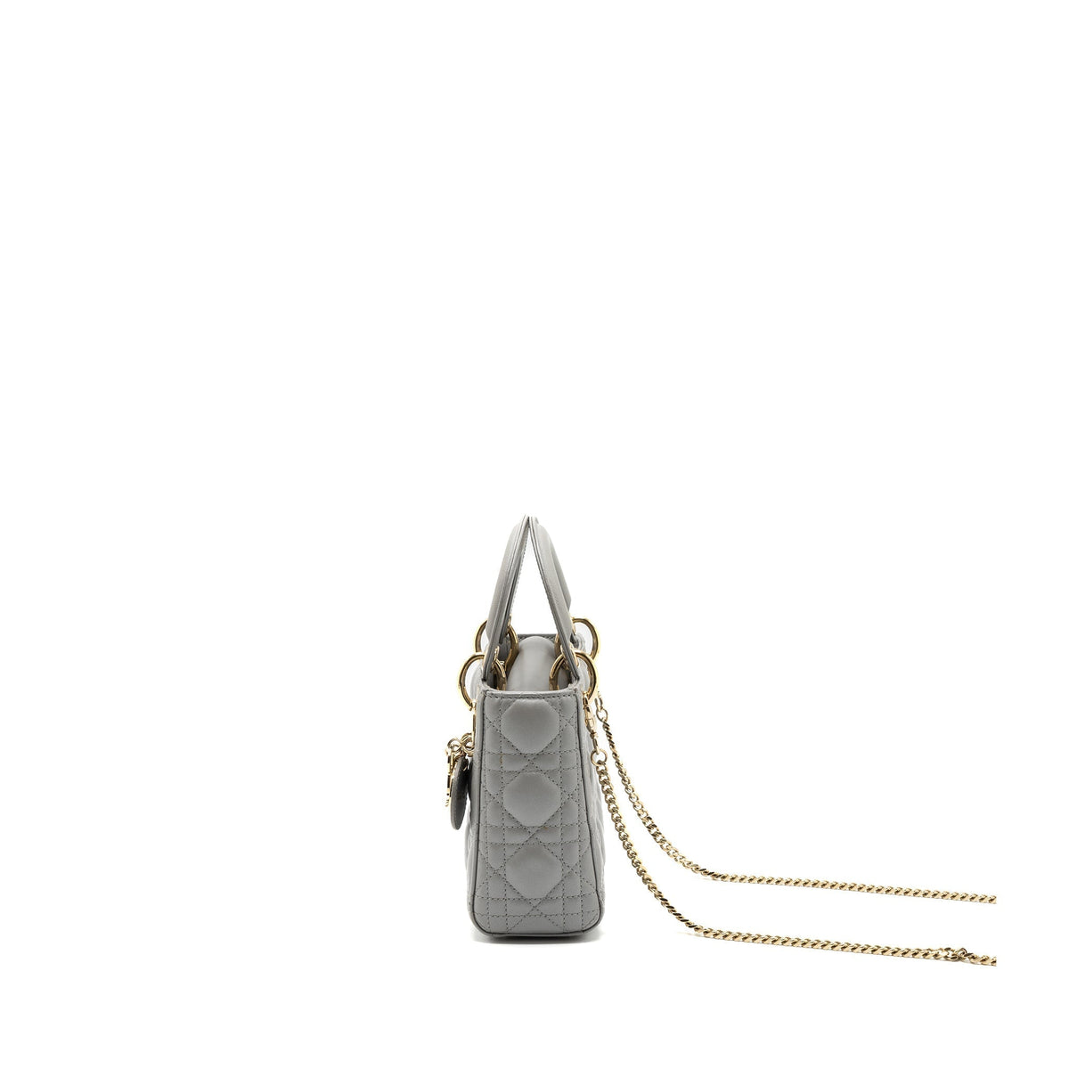 DIOR MINI LADY DIOR LAMBSKIN GREY LGHW