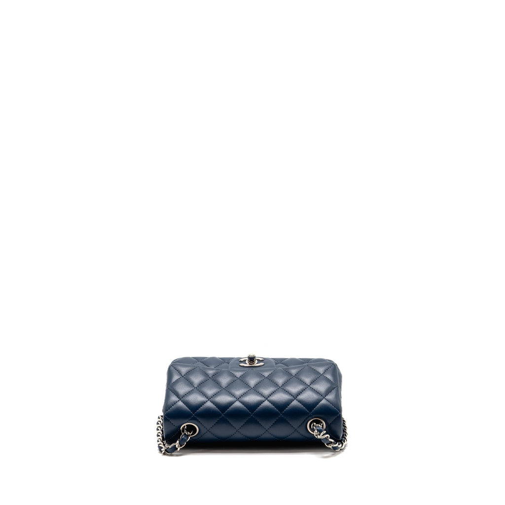 Chanel Mini Rectangular Flap Bag Lambskin Navy SHW