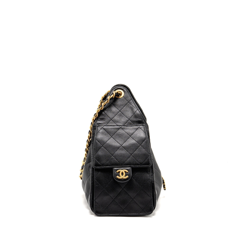 CHANEL SMALL 25 BAG CAVIAR BLACK GHW (MICROCHIP)