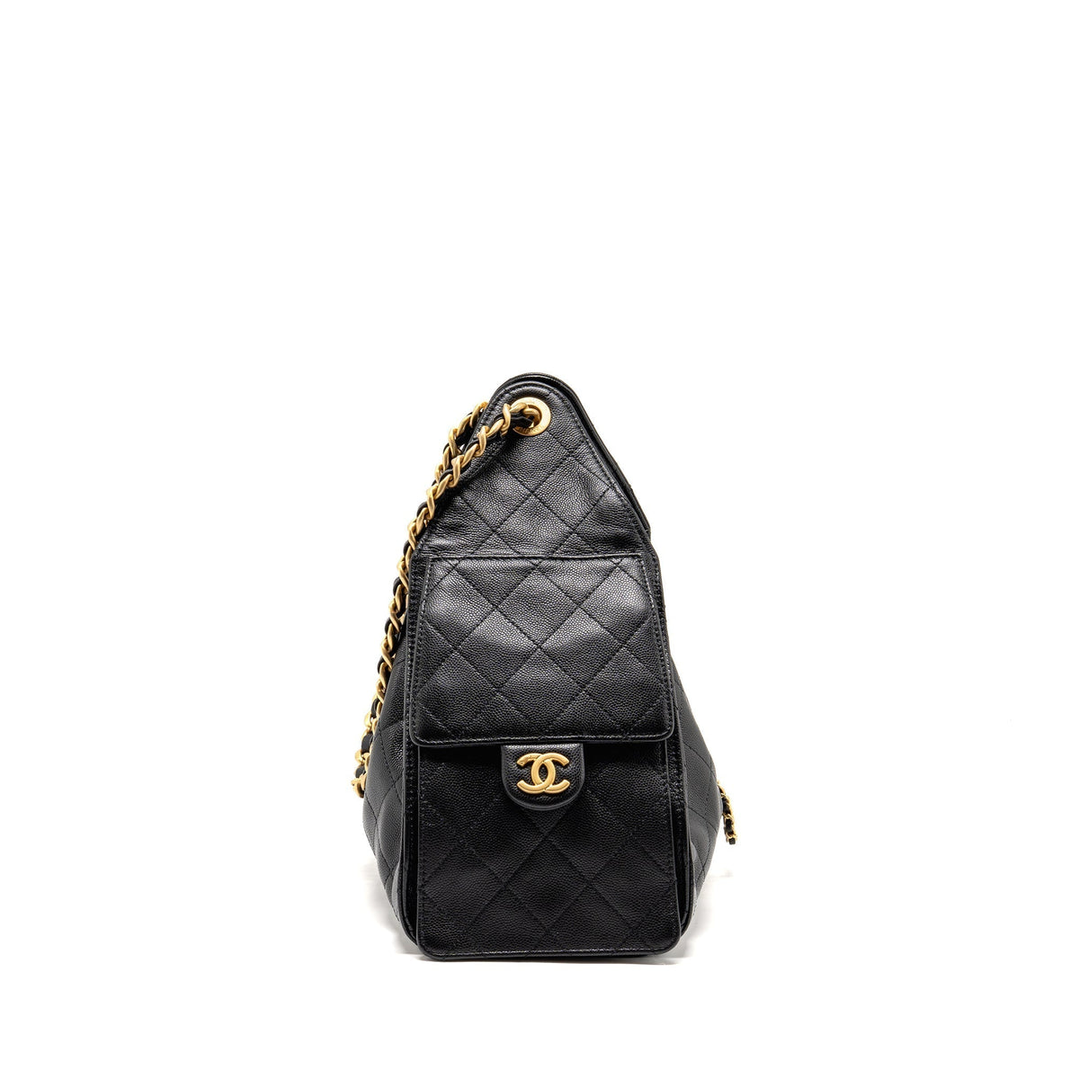 CHANEL SMALL 25 BAG CAVIAR BLACK GHW (MICROCHIP)