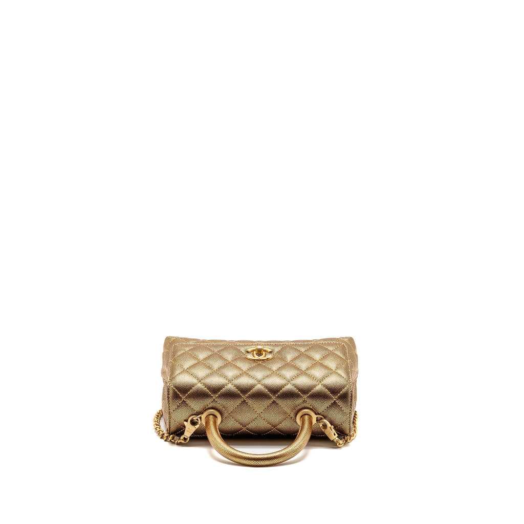Chanel small coco handle caviar metallic gold GHW