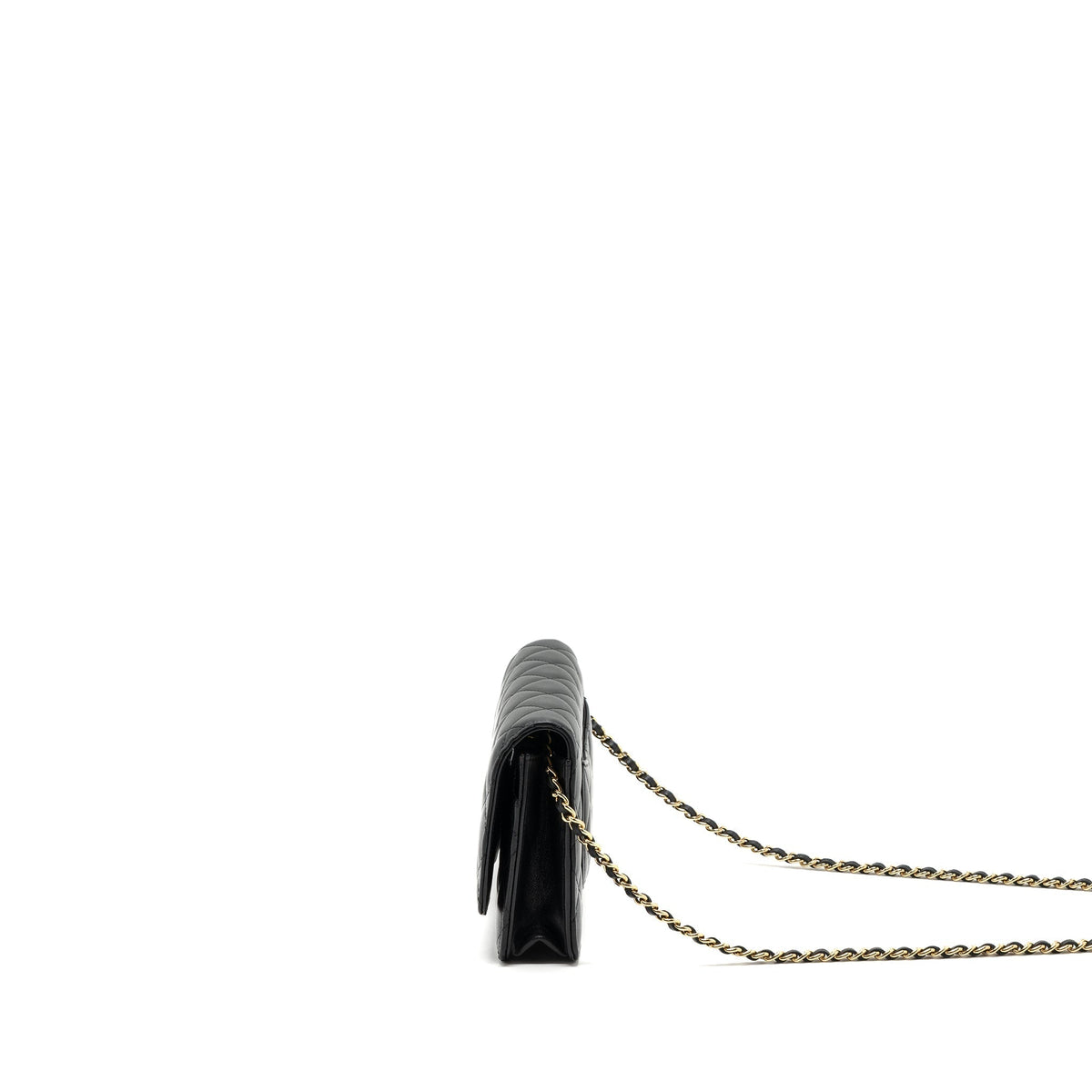 CHANEL CLASSIC WALLET ON CHAIN LAMBSKIN BLACK GHW