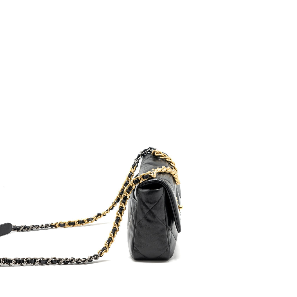 CHANEL SMALL 19 BAG GOATSKIN BLACK MULTICOLOUR HARDWARE