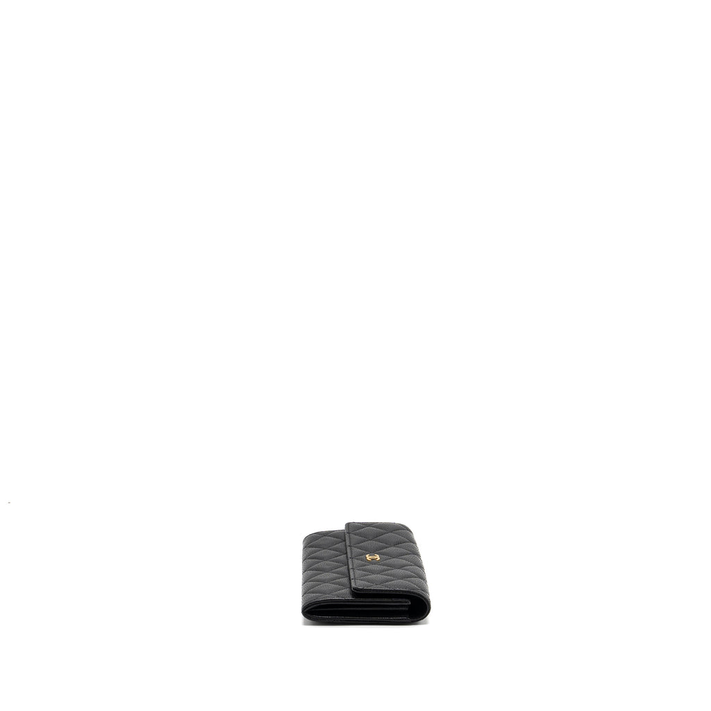 CHANEL FLAP LONG WALLET CAVIAR BLACK GHW