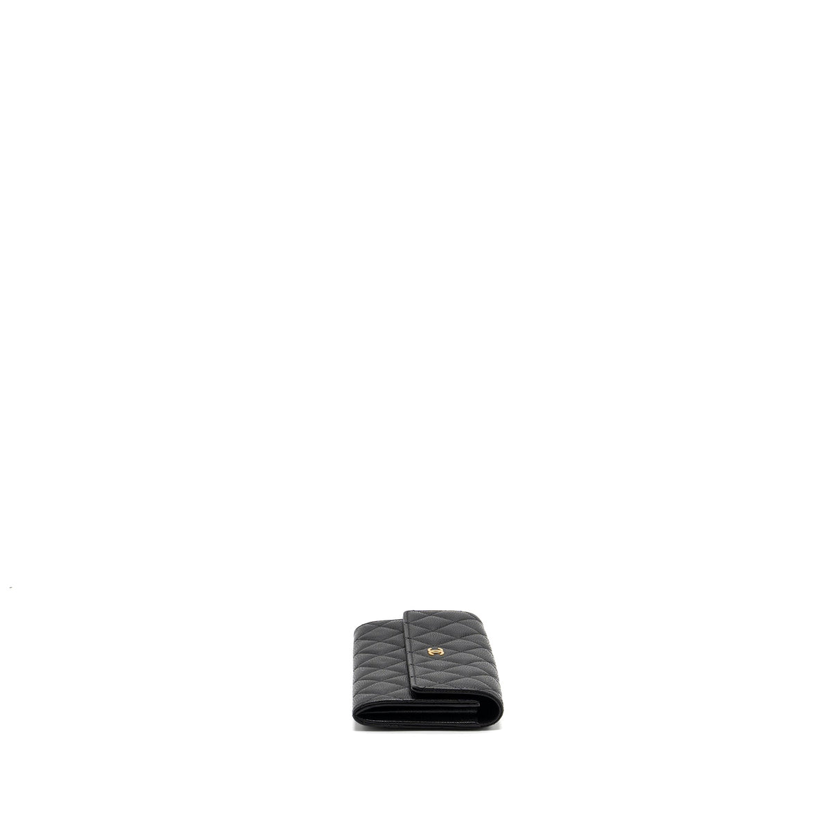 CHANEL FLAP LONG WALLET CAVIAR BLACK GHW