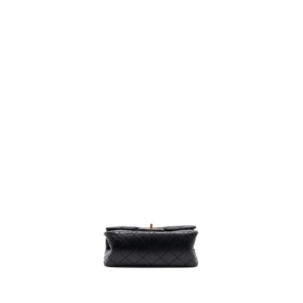 CHANEL MINI 2.55 REISSUE FLAP BAG AGED CALFSKIN BLACK GHW (MICROCHIP)